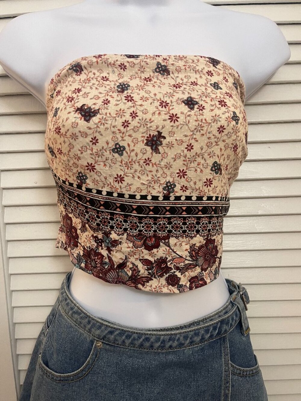 Paper Crane Floral Smocked Strapless Tube Top Size Medium